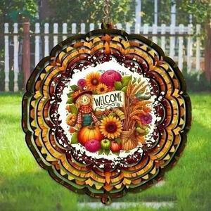 8 inch scarecrow and pumpkin   indoor /outside wind spinner 2